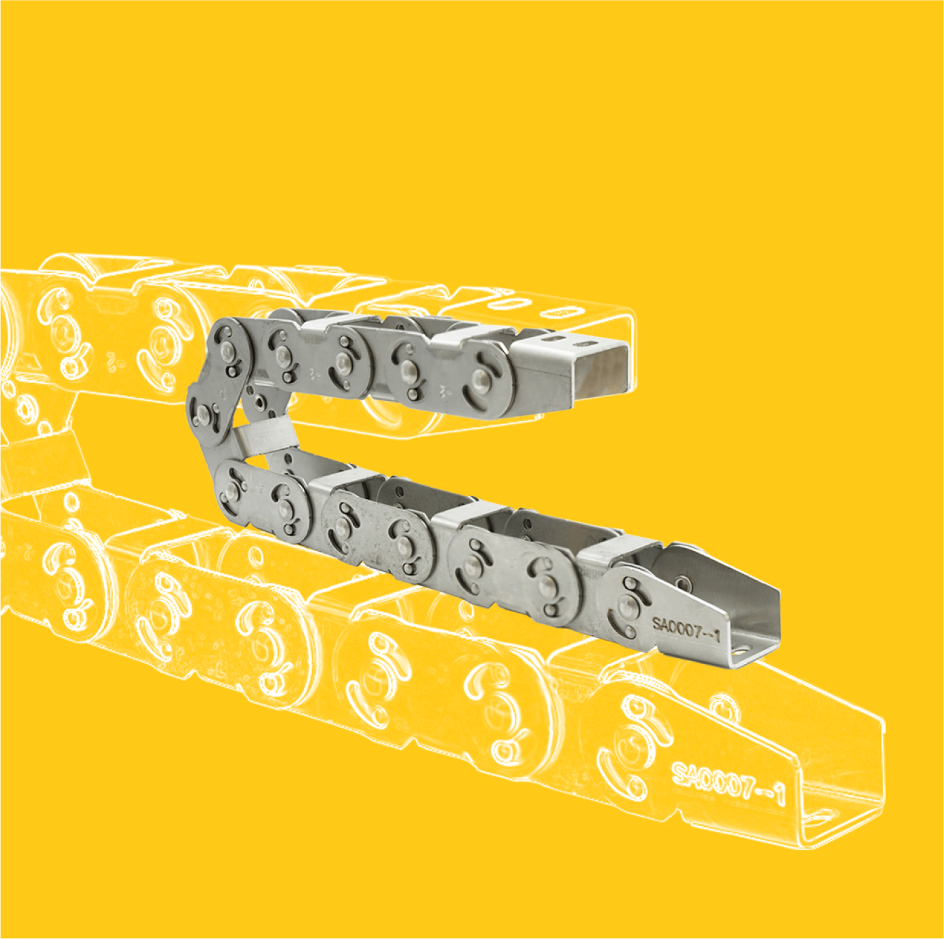 A cable carrier on a yellow background