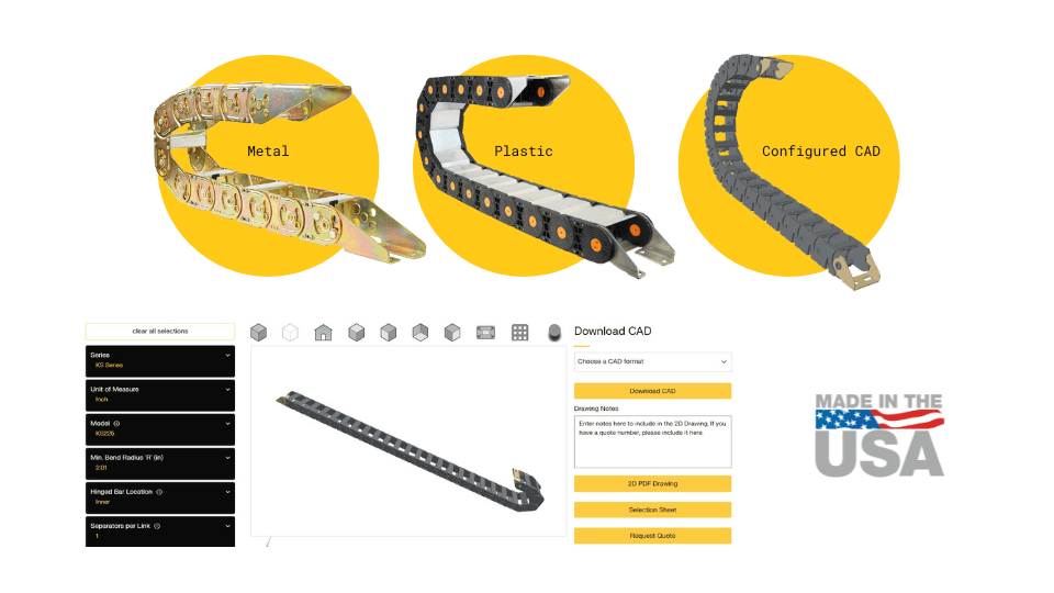 plastic and metal cable carriers