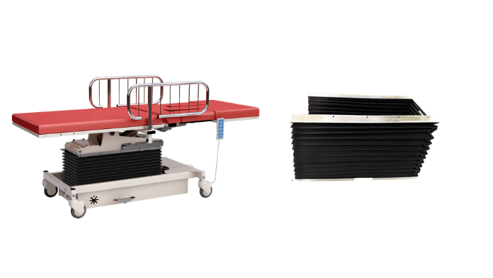 Dynatect bellows for positioning tables.